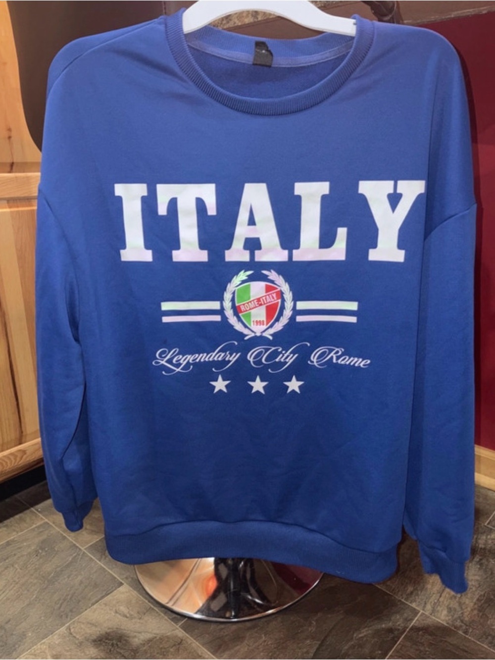 Oversized Italy Graphic Crewneck Sweatshirt - Blue